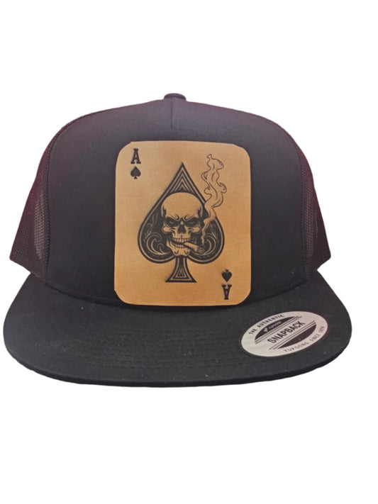 Laser Engraved Smoking Ace Patch Truckers Hat